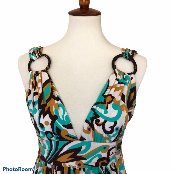 Milly Brown / Turquoise Print Dress - Picture 3 of 8